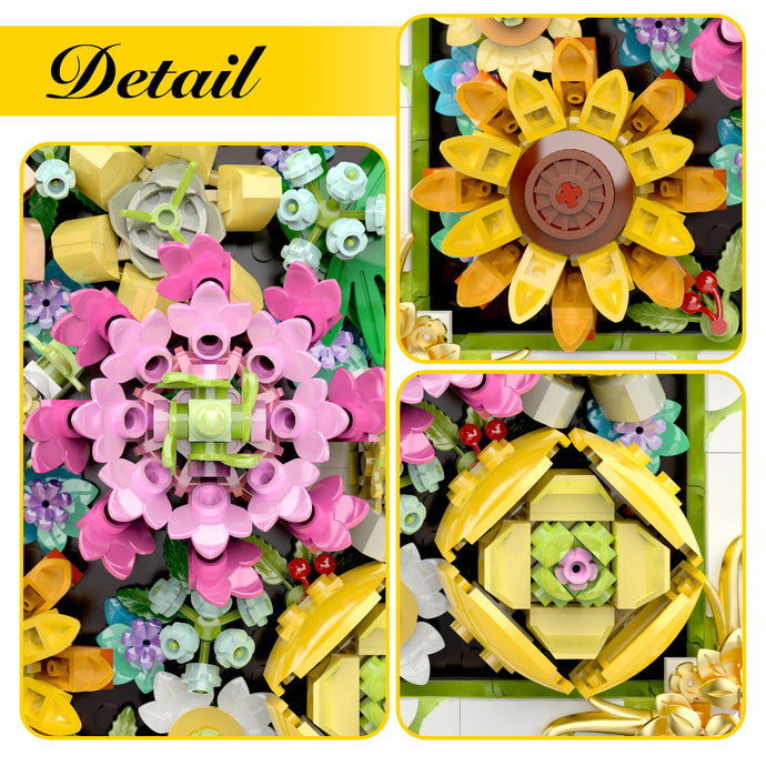 Flowers Frame Toys Building Sets, Gift for Her or Him for Valentines Day Gift, Mother's Day, Birthday, Christmas, Botanical Collection Home Décor - 492PCS