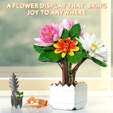 Load image into Gallery viewer, Under Daisy Flowers Bonsai Building Blocks Kit with Cat Building Set, Chrysanthemum Flower Bouquets for kids and Adults, Flowers Home Decor, Mothers Day, Anniversary and Valentine Gifts for Her or Him
