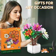 Load image into Gallery viewer, Under Daisy Flowers Bonsai Building Blocks Kit with Cat Building Set, Chrysanthemum Flower Bouquets for kids and Adults, Flowers Home Decor, Mothers Day, Anniversary and Valentine Gifts for Her or Him
