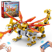 Load image into Gallery viewer, Dragon Building Toys (521Pcs), Educational Birthday Gift Idea for Kids Boys Girls 8-12, Remote Control &amp; App Programmable Building Kit
