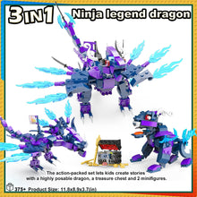 Load image into Gallery viewer, EDUCIRO 3in1 Legendary Dragon Building Toy Fly Dragon - Kylin and 2 Battle Ninja Knights and a Treasure Chest
