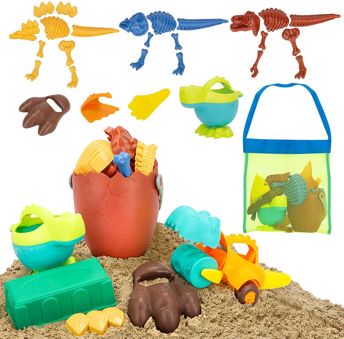 Sand Toy Dinosaur with Mesh Bag 33 Piece, Beach Sandbox